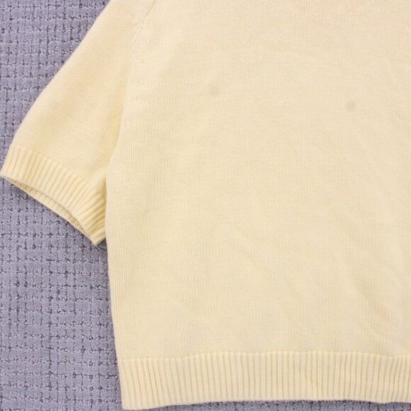 Abercrombie & Fitch Sweater Womens Medium M Yellow Beige Knit Short Sleeve - Picture 4 of 9